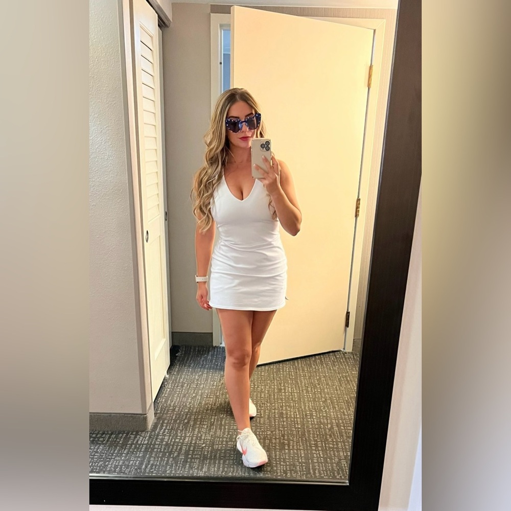 Alo White Sleeveless Dress with Shorts